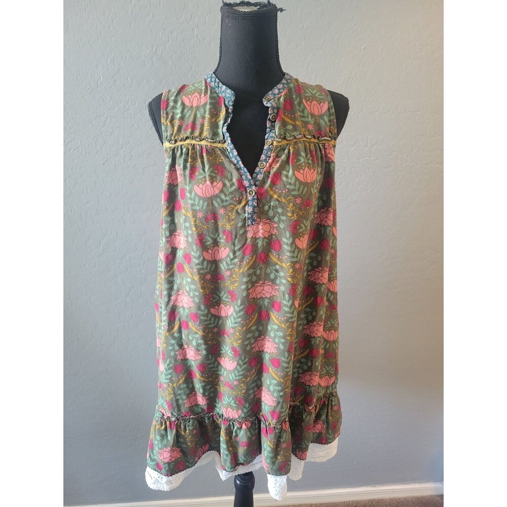 Matilda Jane Breaking New Ground dress with a green floral print and lace trim L - Picture 2 of 12